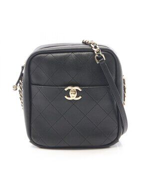 Chanel Shoulder Bag Quilted Small Black Lambskin Chain